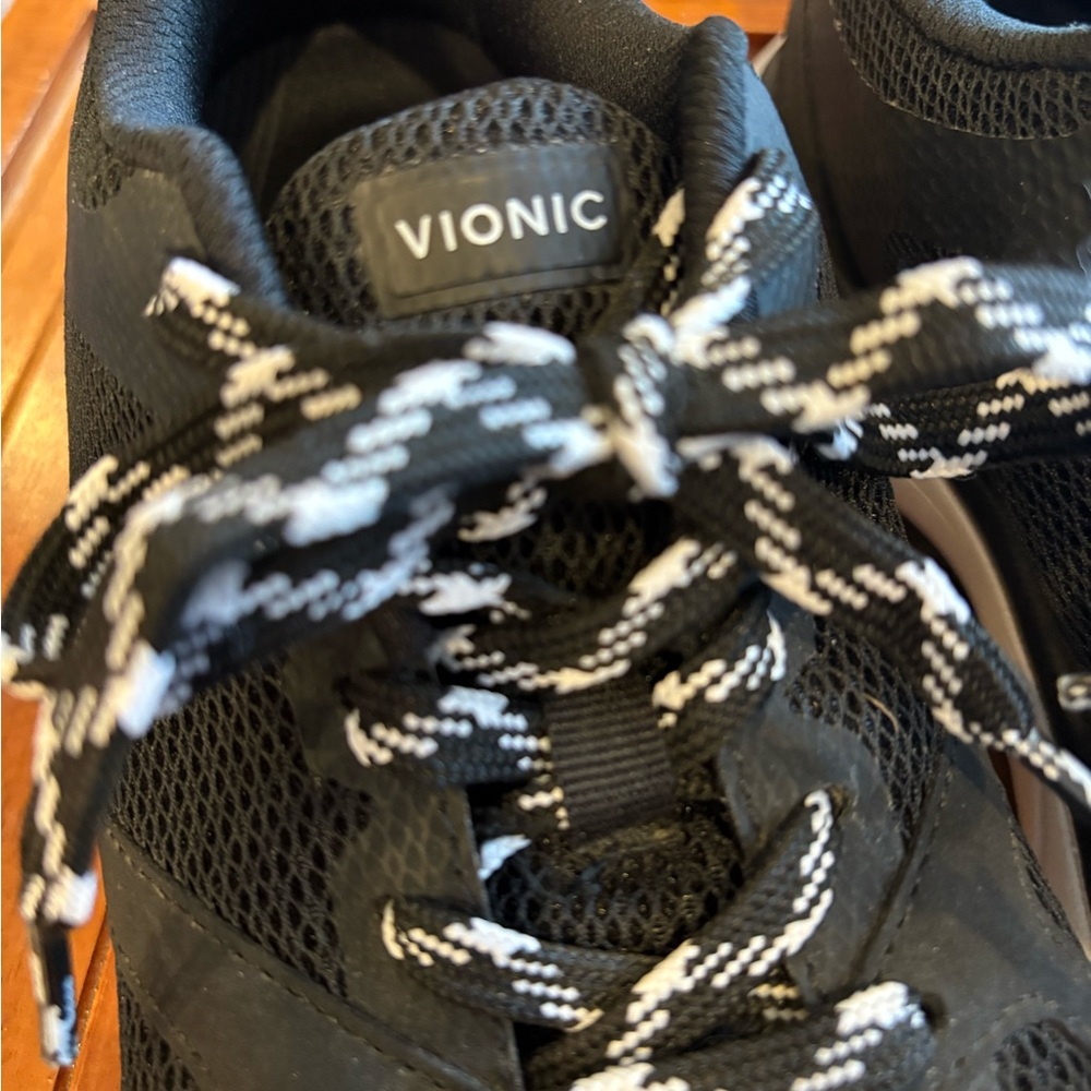 Vionic Black Mesh Athletic Shoes with White Laces - Picture 2 of 7